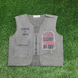 Vintage Catch-It Canvas Vest Large 22x22 Cropped Green